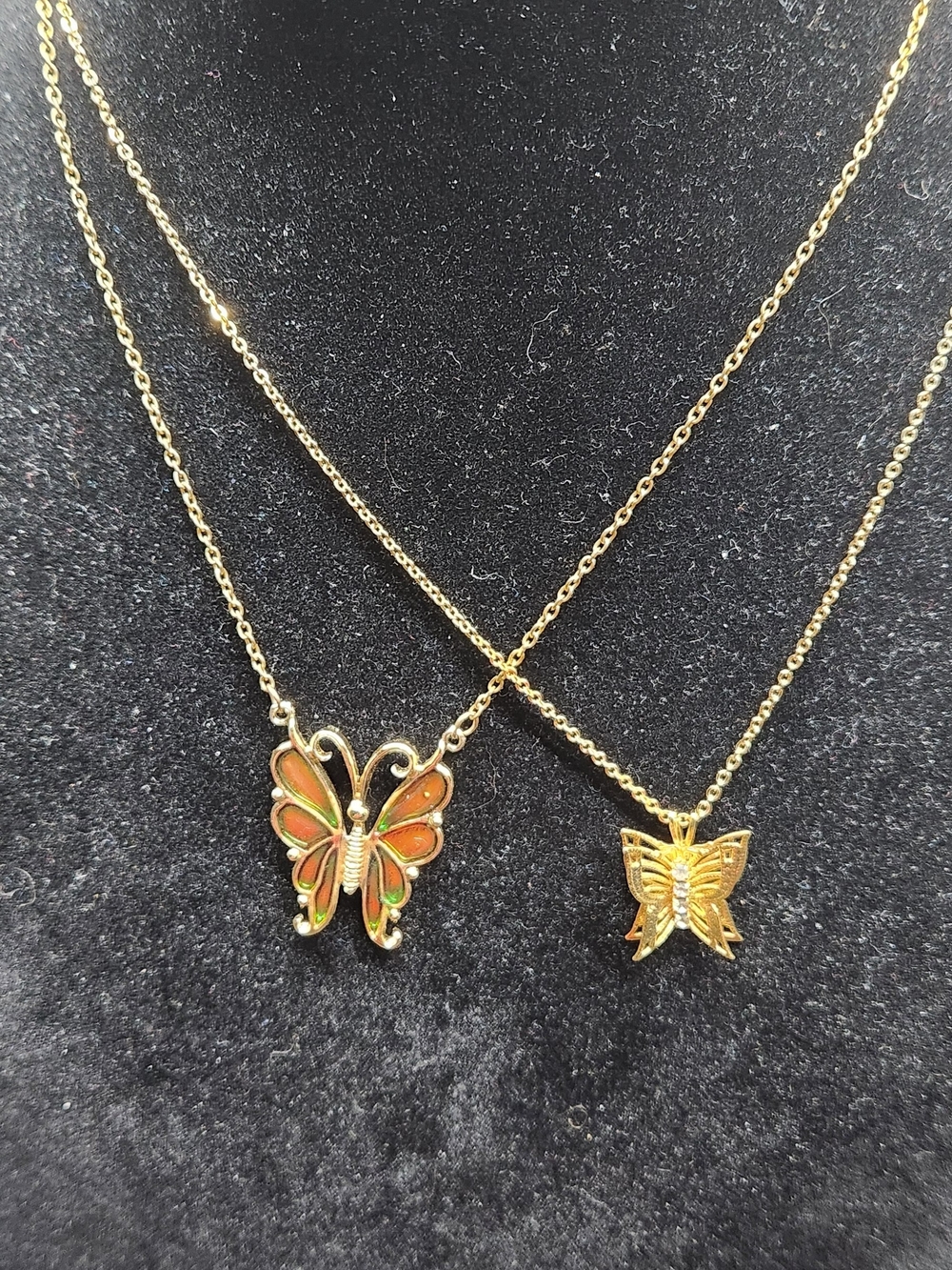 Gold-tone Butterfly Pendant Necklace Set